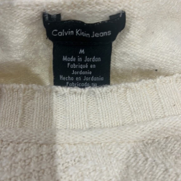 Calvin Klein Jeans Cream Knit Patterned Sweater Medium - Picture 5 of 5